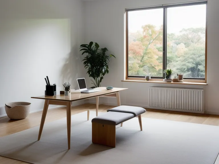 Close-up of yoga exercises for desk workers