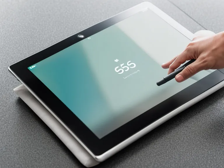 Tablet mit Pilates-Kurs auf einer Matte im Sonnenlicht.