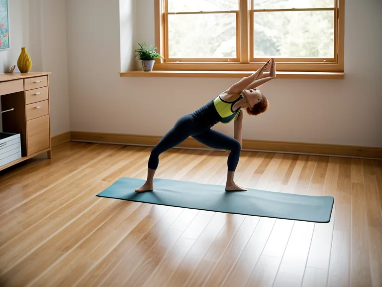 Pilates Tabletop Übung für die Körpermitte auf einer Trainingsmatte im Wohnzimmer