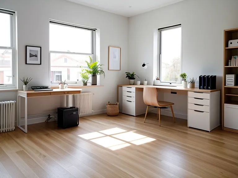 Pilates Equipment wie Ball und Ring auf einer Matte im Homeoffice