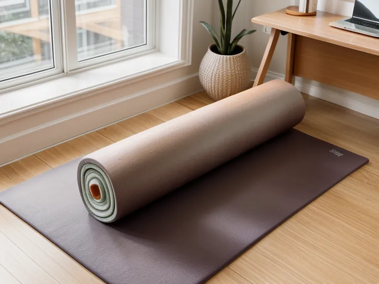 Pilatesmatte ausrollen im Homeoffice als Teil der täglichen Rückengesundheit-Routine