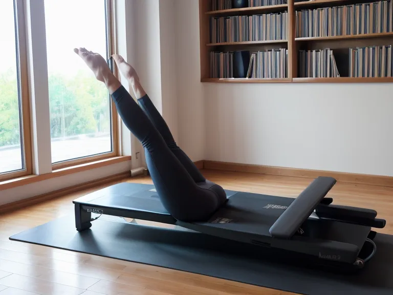 Laptop mit der Kursübersicht von Pilates&Friends auf dem Boden neben einer Matte.