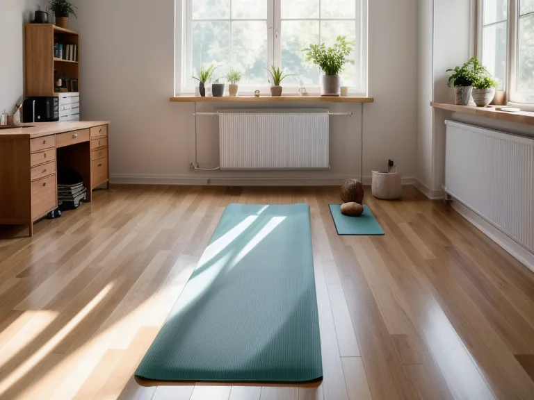 Tablet with Pilates&Friends online course library on a yoga mat.