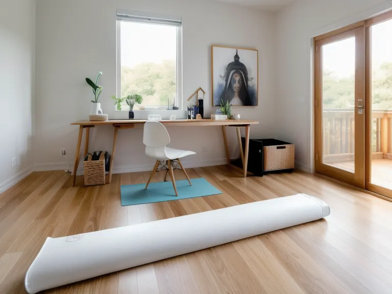 A dog lying on a yoga mat during a home pilates session.