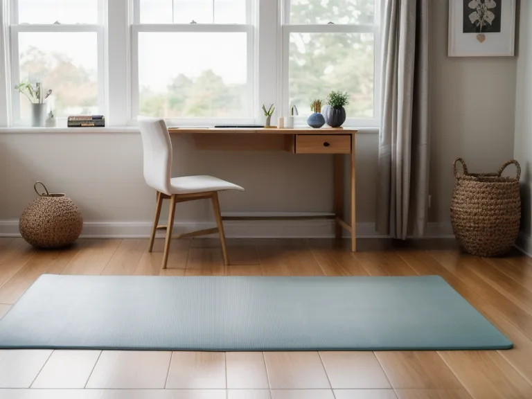 Nahaufnahme Pilates Training am Laptop im Homeoffice