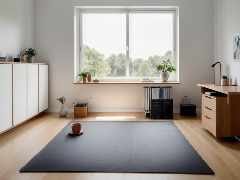 Pilates Sister Test für fortgeschrittene Anfänger: Trainingsmatte im Homeoffice vor dem ersten Zoom-Call