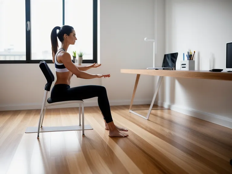 Pilates-Sister app displayed on a phone next to a workspace for shoulder exercises.